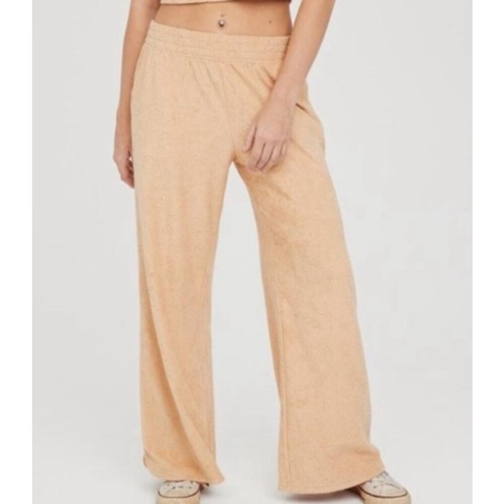 NEW! OFFLINE By Aerie 'Summer Lights' Terry Smiley Wide Leg Pant in SANDBAR (XL)
